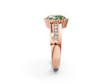 Rose gold Fancy Green Oval  Cut Halo Pave Band Four-Prong Ring_50
