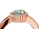Rose gold Fancy Green Oval  Cut Halo Pave Band Four-Prong Ring_52