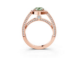 Rose gold Fancy Green Oval  Cut Halo Pave Split Shank Prong Setting Ring_34