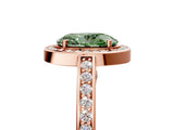 Rose gold Fancy Green Oval  Cut Halo Pave Split Shank Prong Setting Ring_36