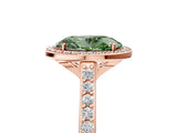 Rose gold Fancy Green Oval Cut Halo Round Diamond Pavé Band with Four-Prong Setting_8