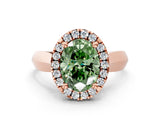 Rose gold Fancy Green Oval  Cut Halo Solitaire Engagement Ring with Square Band and Four-Prong Setting_114