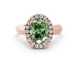 Rose gold Fancy Green Oval  Cut Halo Solitaire Engagement Ring with Square Band and Four-Prong Setting_66