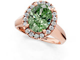 Rose gold Fancy Green Oval  Cut Halo Solitaire Engagement Ring with Square Band and Four-Prong Setting_67