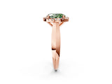 Rose gold Fancy Green Oval  Cut Halo Solitaire Engagement Ring with Square Band and Four-Prong Setting_68
