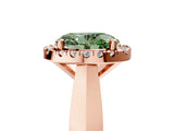 Rose gold Fancy Green Oval  Cut Halo Solitaire Engagement Ring with Square Band and Four-Prong Setting_71