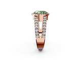 Rose gold Fancy Green Oval  Cut Halo Split Shank Diamond Ring with Four-Prong Setting_46