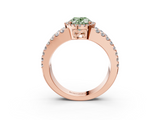 Rose gold Fancy Green Oval  Cut Halo Split Shank Diamond Ring with Four-Prong Setting_47