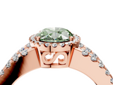 Rose gold Fancy Green Oval  Cut Halo Split Shank Diamond Ring with Four-Prong Setting_48