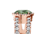 Rose gold Fancy Green Oval  Cut Halo Split Shank Diamond Ring with Four-Prong Setting_49