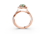 Rose gold Fancy Green Oval  Cut Halo Split Shank Pave Set Ring_65