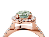 Rose gold Fancy Green Oval  Cut Halo Split Shank Pave Set Ring_66