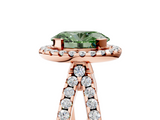 Rose gold Fancy Green Oval  Cut Halo Split Shank Pave Set Ring_67
