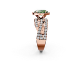 Rose gold Fancy Green Oval  Cut Halo Split Shank Prong Setting Ring_62