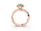 Rose gold Fancy Green Oval  Cut Halo Split Shank Prong Setting Ring_63