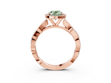 Rose gold Fancy Green Oval  Cut Halo Twisted Band Four-Prong Ring_23