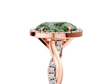 Rose gold Fancy Green Oval  Cut Halo Twisted Band Four-Prong Ring_25