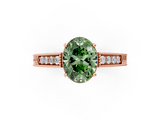 Rose gold Fancy Green Oval  Cut Milgrain Channel Set Engagement Ring with Solitaire Prong Setting_44