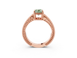 Rose gold Fancy Green Oval  Cut Milgrain Channel Set Engagement Ring with Solitaire Prong Setting_47