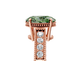 Rose gold Fancy Green Oval  Cut Milgrain Channel Set Engagement Ring with Solitaire Prong Setting_49