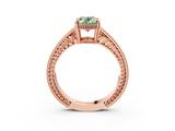 Rose gold Fancy Green Oval  Cut Milgrain Channel Set Engagement Ring with Solitaire Prong Setting_53