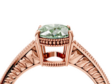 Rose gold Fancy Green Oval  Cut Milgrain Channel Set Engagement Ring with Solitaire Prong Setting_54
