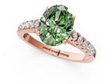 Rose gold Fancy Green Oval  Cut Pavé Band Solitaire Ring with Four-Prong Setting_40