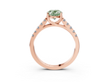 Rose gold Fancy Green Oval  Cut Pavé Band Solitaire Ring with Four-Prong Setting_42