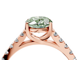 Rose gold Fancy Green Oval  Cut Pavé Band Solitaire Ring with Four-Prong Setting_43