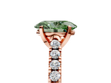 Rose gold Fancy Green Oval  Cut Pavé Band Solitaire Ring with Four-Prong Setting_44