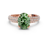 Rose gold Fancy Green Oval  Cut Pave Diamond Engagement Ring with Channel Set Band and Four-Prong Setting_20