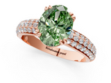 Rose gold Fancy Green Oval  Cut Pave Diamond Engagement Ring with Channel Set Band and Four-Prong Setting_21