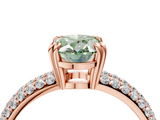 Rose gold Fancy Green Oval  Cut Pave Diamond Engagement Ring with Channel Set Band and Four-Prong Setting_24