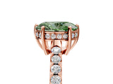 Rose gold Fancy Green Oval Cut Solitaire Diamond Engagement Ring with Pavé Band and Six-Prong Setting_17
