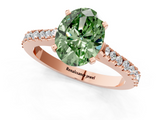 Rose gold Fancy Green Oval  Cut Solitaire Diamond Engagement Ring with Pave Band and Four-Prong Setting_165