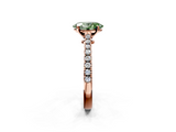 Rose gold Fancy Green Oval  Cut Solitaire Diamond Engagement Ring with Pave Band and Four-Prong Setting_166