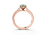 Rose gold Fancy Green Oval  Cut Solitaire Diamond Engagement Ring with Pave Band and Four-Prong Setting_167