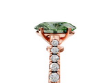 Rose gold Fancy Green Oval  Cut Solitaire Diamond Engagement Ring with Pave Band and Four-Prong Setting_169