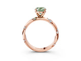 Rose gold Fancy Green Oval Cut Solitaire Diamond Engagement Ring with Twisted Pave Band and Four-Prong Setting_6