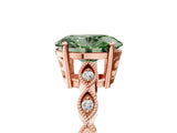 Rose gold Fancy Green Oval Cut Solitaire Diamond Ring with Infinity Twist Band and Four-Prong Setting_5