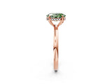 Rose gold Fancy Green Oval Cut Solitaire Diamond Ring with Prong Setting and Plain Band_2