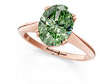 Rose gold Fancy Green Oval Cut Solitaire Diamond Ring with Six-Prong Setting and Classic Band_13
