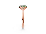 Rose gold Fancy Green Oval Cut Solitaire Diamond Ring with Six-Prong Setting and Classic Band_14