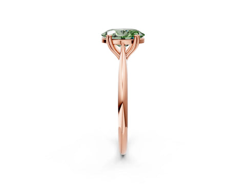 Rose gold Fancy Green Oval Cut Solitaire Diamond Ring with Six-Prong Setting and Classic Band_2