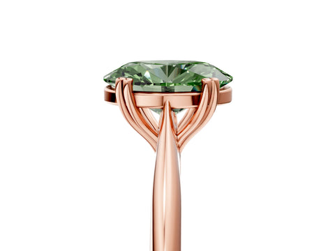 Rose gold Fancy Green Oval Cut Solitaire Diamond Ring with Six-Prong Setting and Classic Band_5