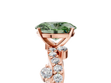 Rose gold Fancy Green Oval  Cut Solitaire Diamond Twisted Band with Pave Setting_69