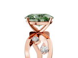 Rose gold Fancy Green Oval  Cut Solitaire Diamond with Side Stones on Criss-Cross Band and Four-Prong Setting_8
