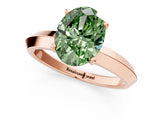 Rose gold Fancy Green Oval  Cut Solitaire Engagement Ring with Flat Band and Four-Prong Setting 1
