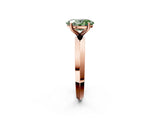 Rose gold Fancy Green Oval  Cut Solitaire Engagement Ring with Flat Band and Four-Prong Setting 2