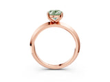 Rose gold Fancy Green Oval  Cut Solitaire Engagement Ring with Flat Band and Four-Prong Setting 3